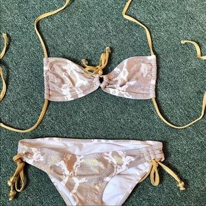 Gold and white snake skin bikini by Ocean Pacific